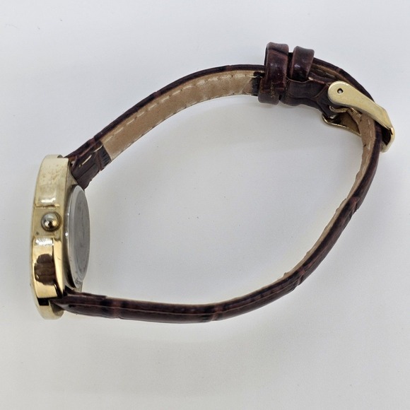 26MM Women's Watch MOP White Dial Brown Leather Bands New Battery - Picture 10 of 14